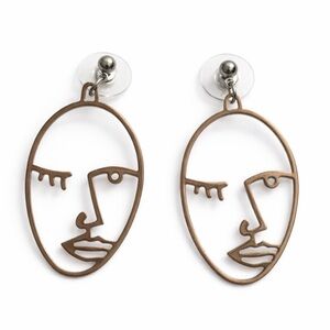 Abstract Face Earrings - Silver